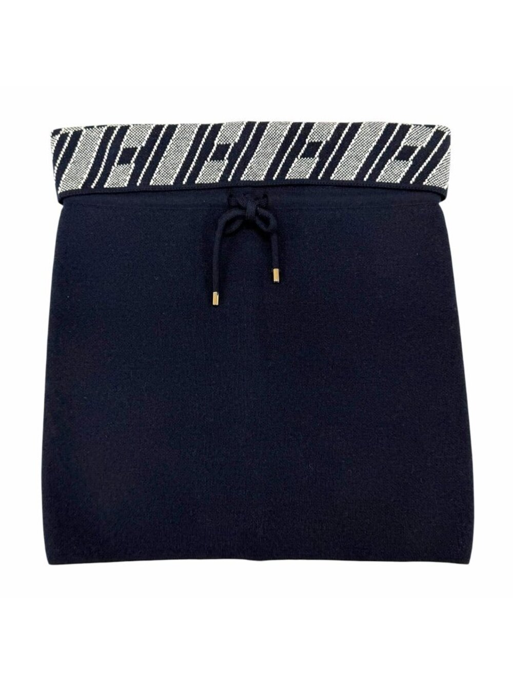 Hermes Cashmere Cotton Blend H Logo Neck Warmer Snood Navy White TU